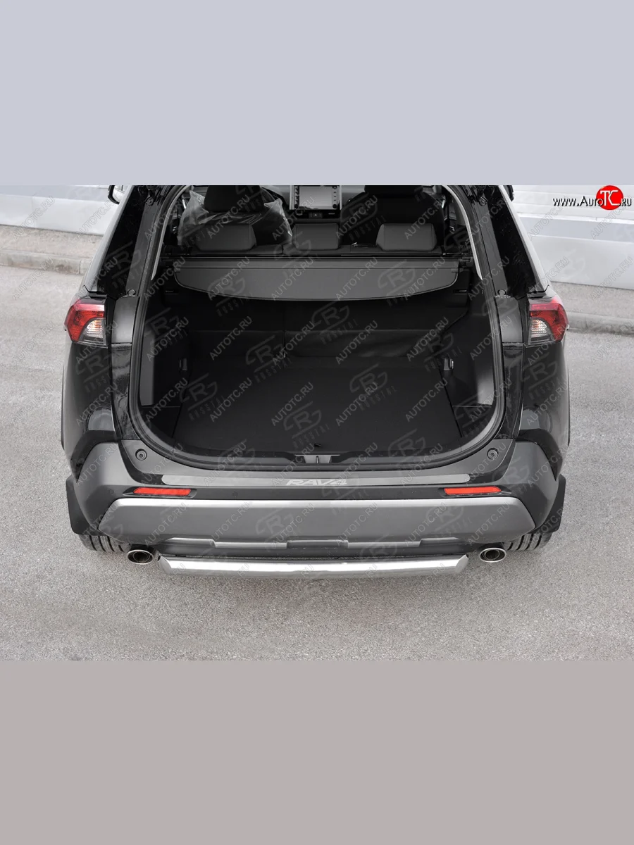 Защитная накладка заднего бампера Russtal Toyota RAV4 XA50 5 дв. дорестайлинг (2018-2025) (Нержавейка шлифованная с надписью)  в Керчи Республика Крым