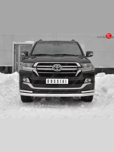 Защита переднего бампера (2 трубы Ø 76 и 42 мм, нержавейка, EXECUTIVE LOUNGE) Toyota Land Cruiser 200 2-ой рестайлинг (2015-2021)