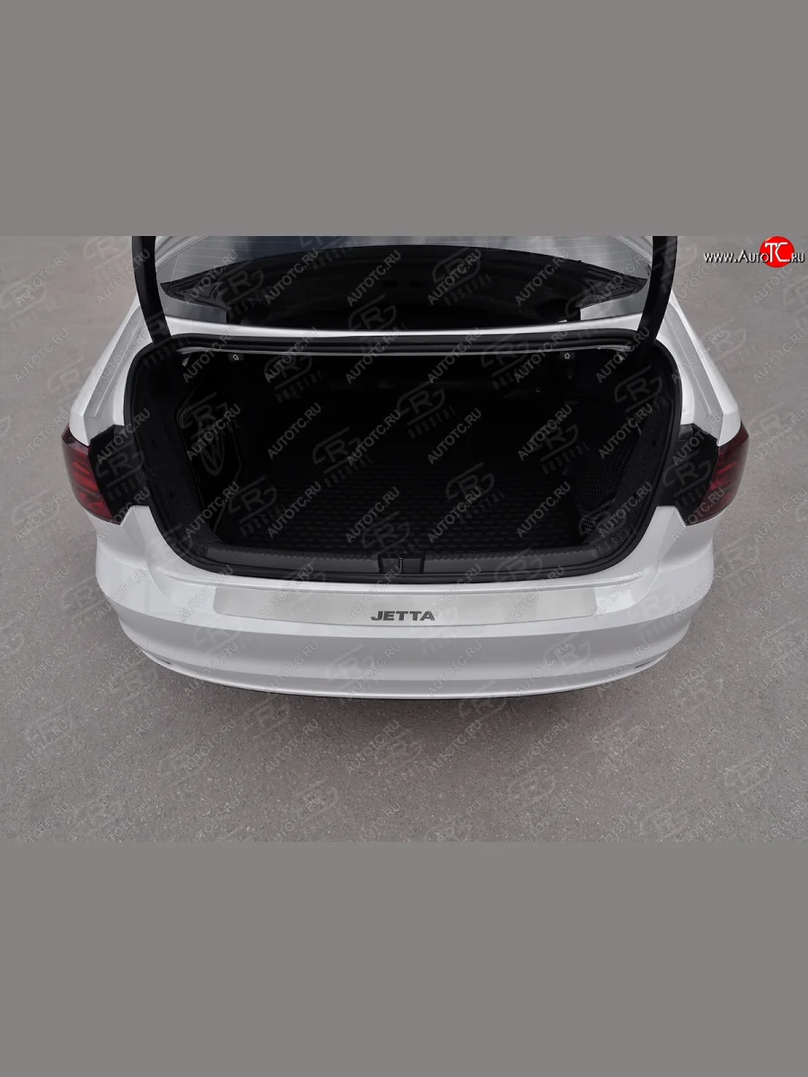 Защитная накладка заднего бампера Russtal Volkswagen Jetta A6 седан рестайлинг (2015-2018) (Нержавейка шлифованная с надписью)  в Керчи Республика Крым