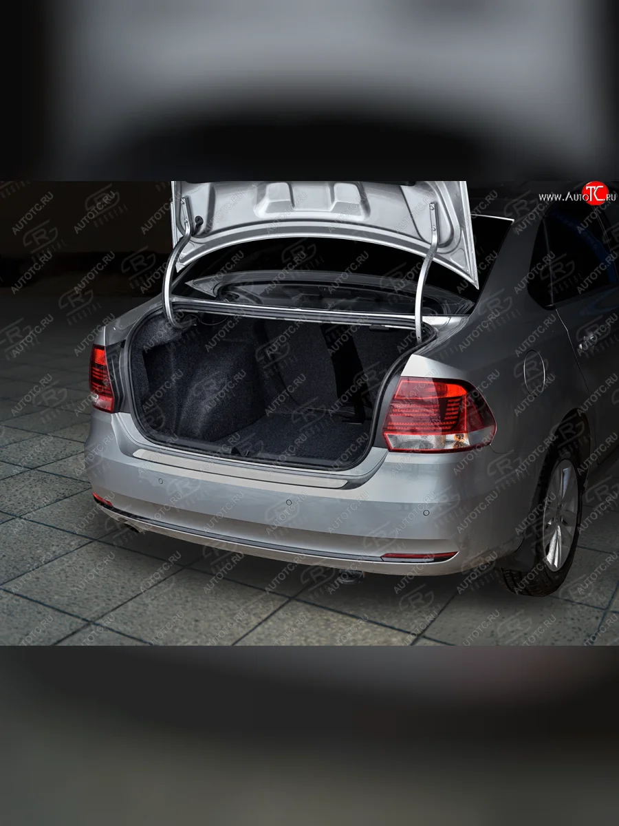 Защитная накладка заднего бампера Russtal Volkswagen Polo Mk5 6R,6C,61 седан рестайлинг (2015-2020) (Нержавейка полированная)  в Самаре Самарской области