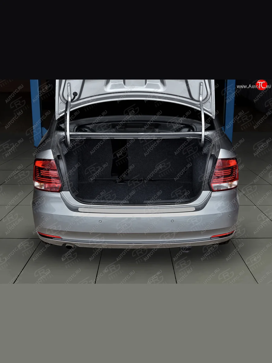 Защитная накладка заднего бампера Russtal Volkswagen Polo Mk5 6R,6C,61 седан рестайлинг (2015-2020) (Нержавейка шлифованная)  в Самаре Самарской области