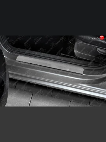 Накладки порожков салона Russtal (Нержавейка полированная) Volkswagen Polo Mk5 6R,6C,61 седан рестайлинг (2015-2020)