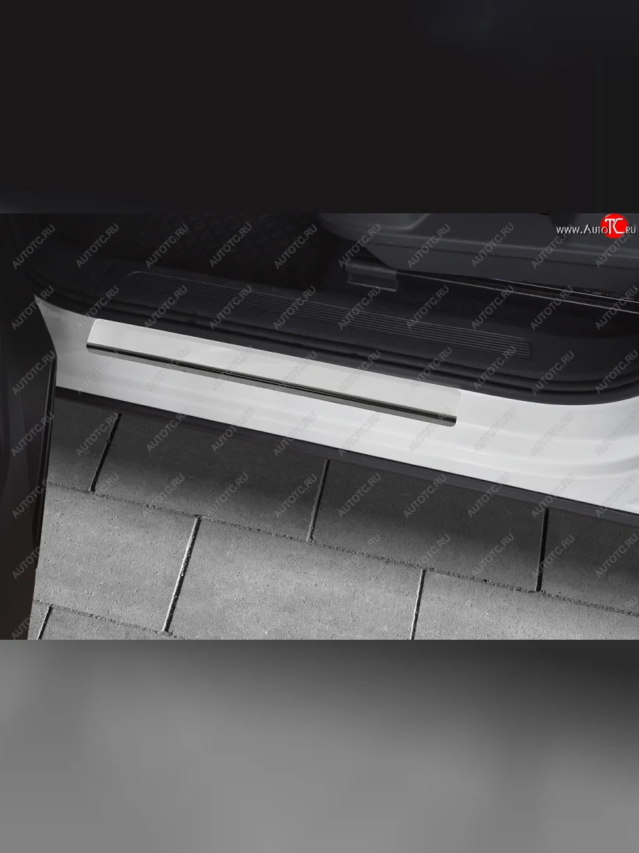 Накладки порожков салона Russtal (not OFF ROAD) Volkswagen Tiguan Mk2 рестайлинг (2020-2022) (Нержавейка полированная)  в Керчи Республика Крым