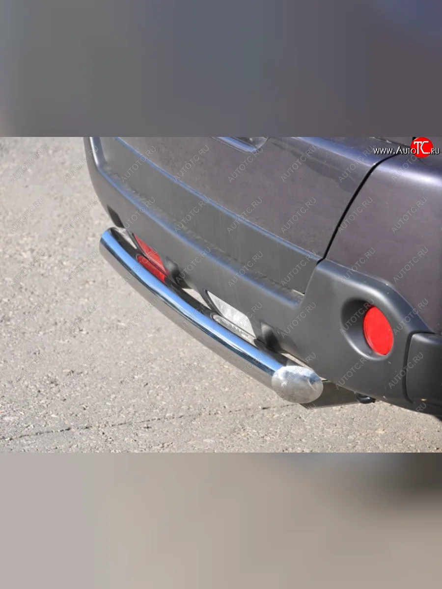 Защита заднего бампера SLITKOFF (Ø63 мм, нержавейка) Nissan X-terra 2 N50 рестайлинг (2009-2015) (Нержавейка полированная)  в Керчи Республика Крым