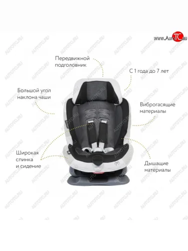 Кресло детское автомобильное Swing Moon (группа 1/2, 1-7 лет/9-25 кг/70-120 см) (Цвет: черный с серым) 