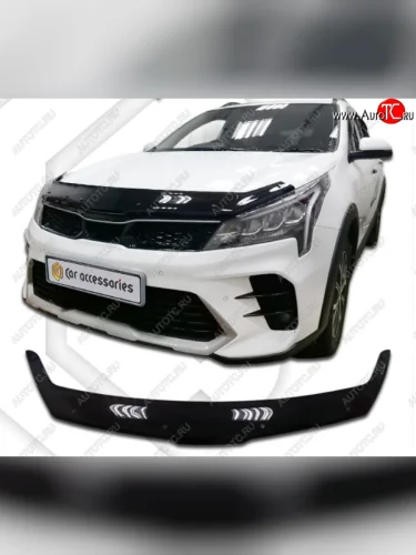 Дефлектор капота на CA-Plastic (Classic черный) KIA Rio X рестайлинг (2020-2025)