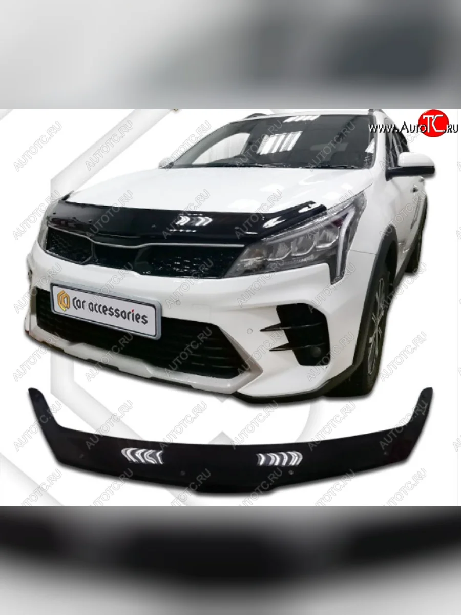 Дефлектор капота на CA-Plastic KIA Rio X рестайлинг (2020-2025) (Classic черный, Без надписи)  в Перми Пермском крае