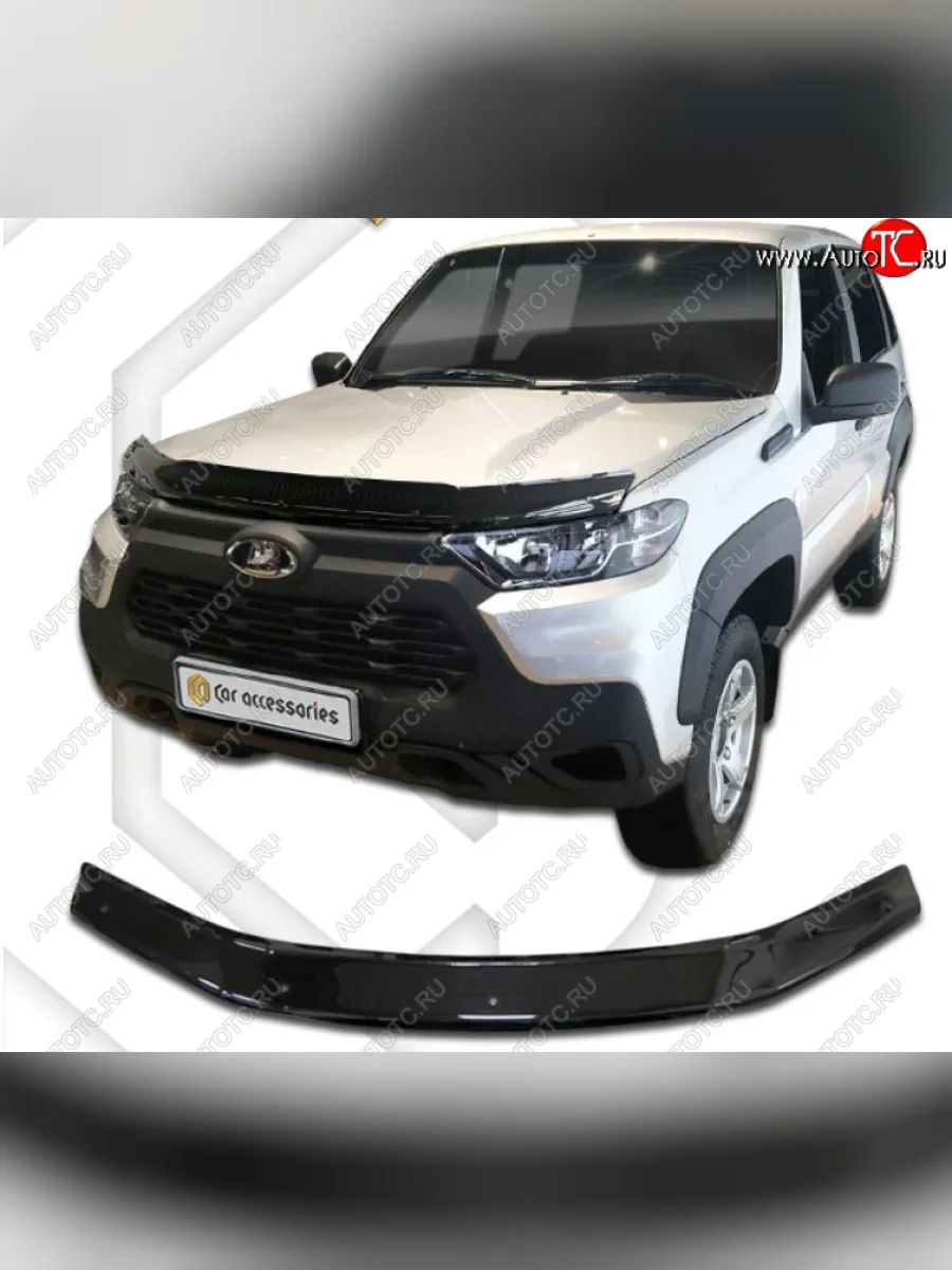 Дефлектор капота CA-Plastic Лада ВАЗ Нива Трэвел (212300-80) (2021-2025) (Classic черный, Без надписи)  в Самаре Самарской области