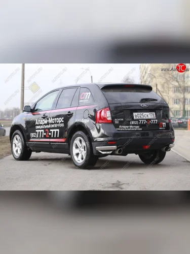 Защита заднего бампера уголки Souz-96 (нержавеющая сталь 76 мм) Ford Edge  U387 (2011-2015) рестайлинг