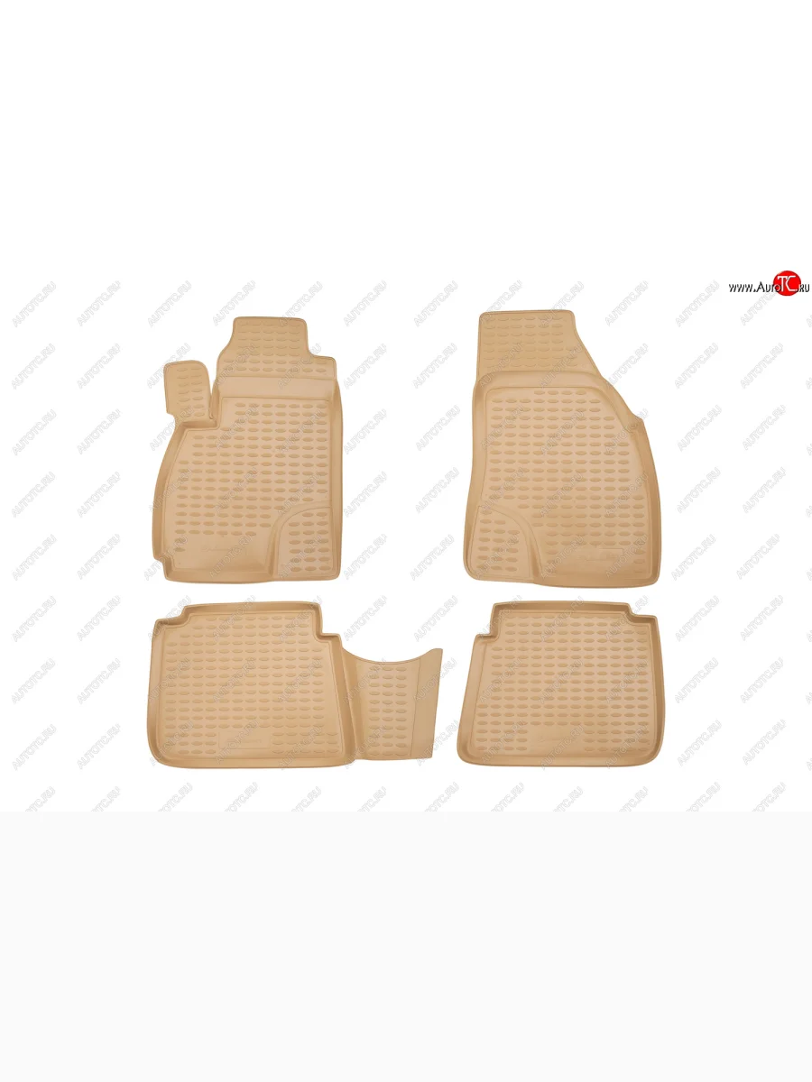 Коврики салона (полиуретан) Element Hyundai Santa Fe SM (2000-2012) (Бежевые)  в Керчи Республика Крым