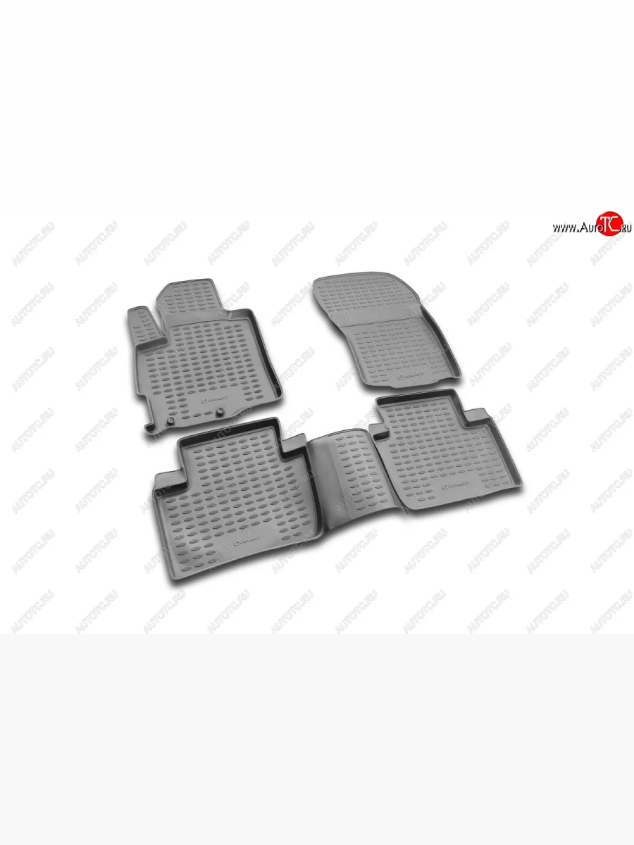 Комплект 3D ковриков салона Element (полиуретан) Mitsubishi Outlander XL (CW)  дорестайлинг (2005-2009) (Черные)  в Керчи Республика Крым