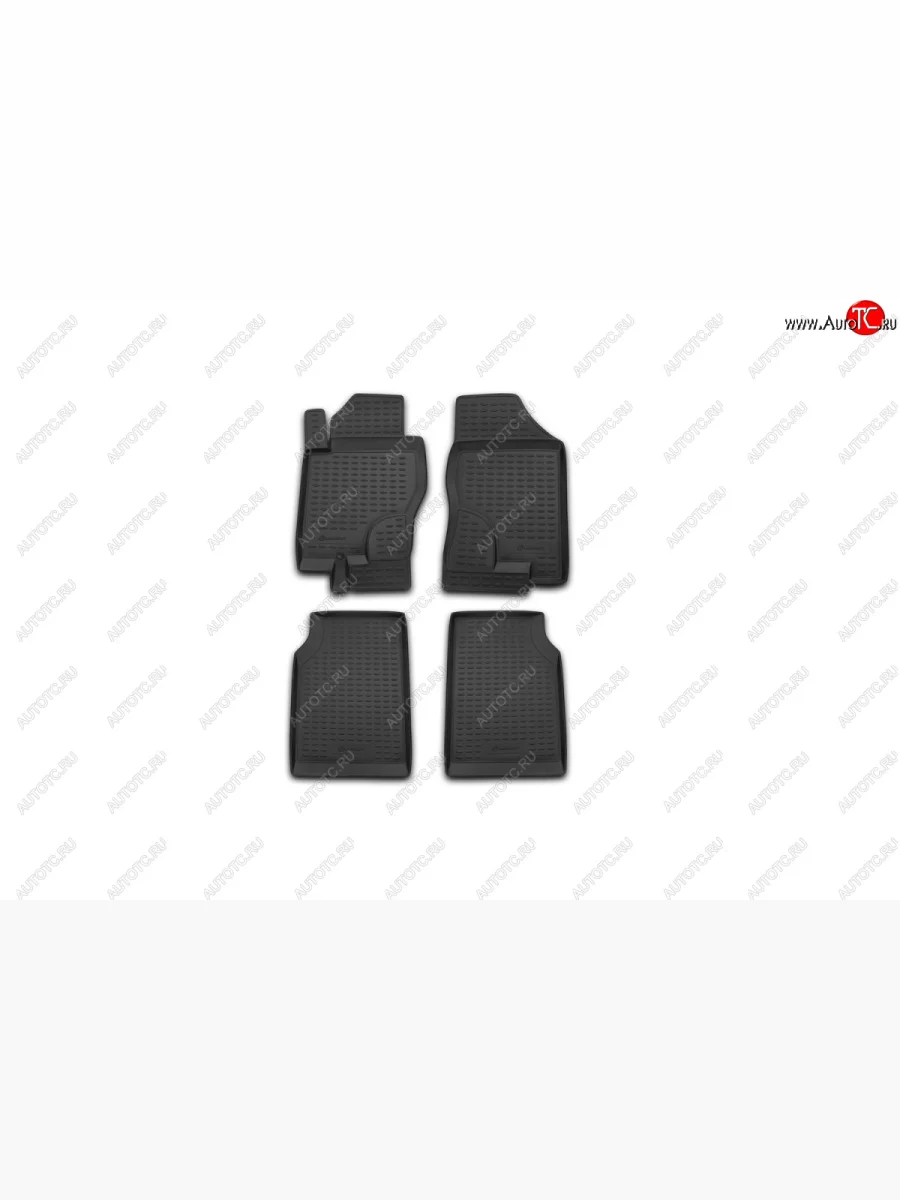 Комплект 3D ковриков салона Element (полиуретан) МКПП Nissan Navara 2 D40 дорестайлинг (2004-2010) (Черные)  с доставкой в г. Керчь