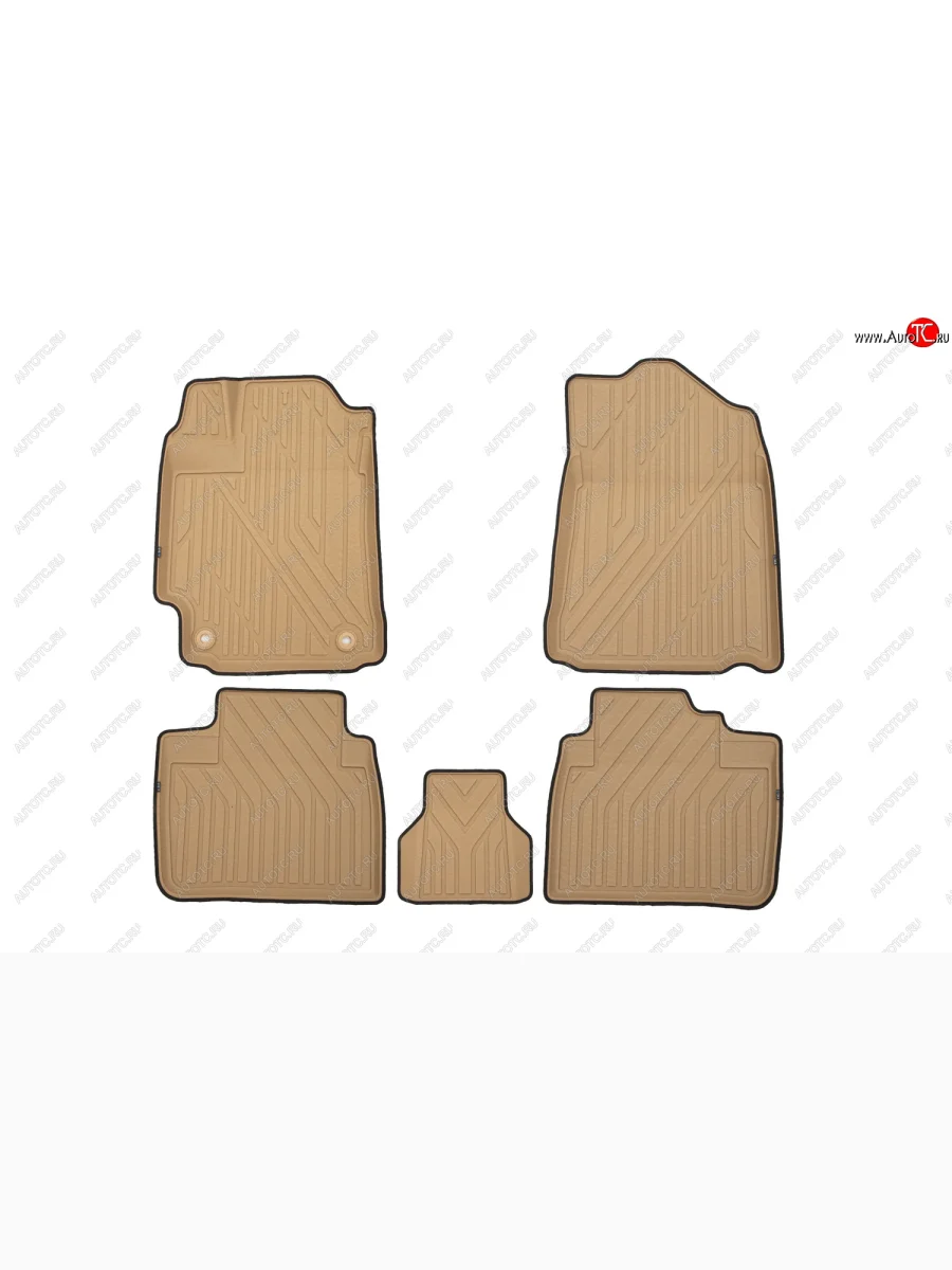 Комплект ковриков в салон Kvest 3D (полистар, основа - бежевая, кант - серый) Toyota Camry XV50 дорестайлинг (2011-2014) (Бежевые)  с доставкой в г. Керчь
