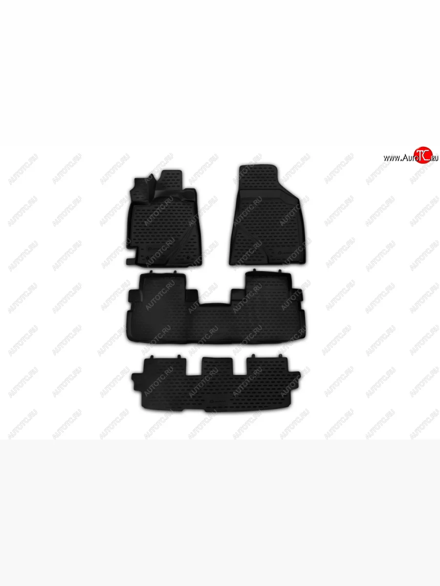 Комплект 3D ковриков салона Element (полиуретан) Toyota Highlander XU40 рестайлинг (2010-2013) (Черные)  с доставкой в г. Керчь