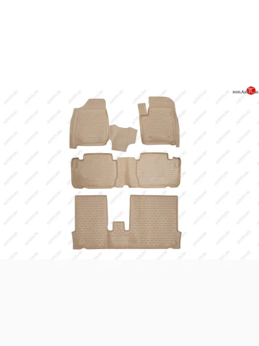 Комплект 3D ковриков салона Element (полиуретан) (ACM 21W JDM) 3 ряда, П.Р. (Бежевые) Toyota Ipsum ACM20 дорестайлинг (2001-2003)