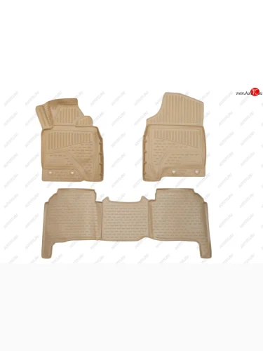 Комплект 3D ковриков салона Element (полиуретан) П.Р (Бежевые) Toyota Land Cruiser  200 (2012-2015) 1-ый рестайлинг