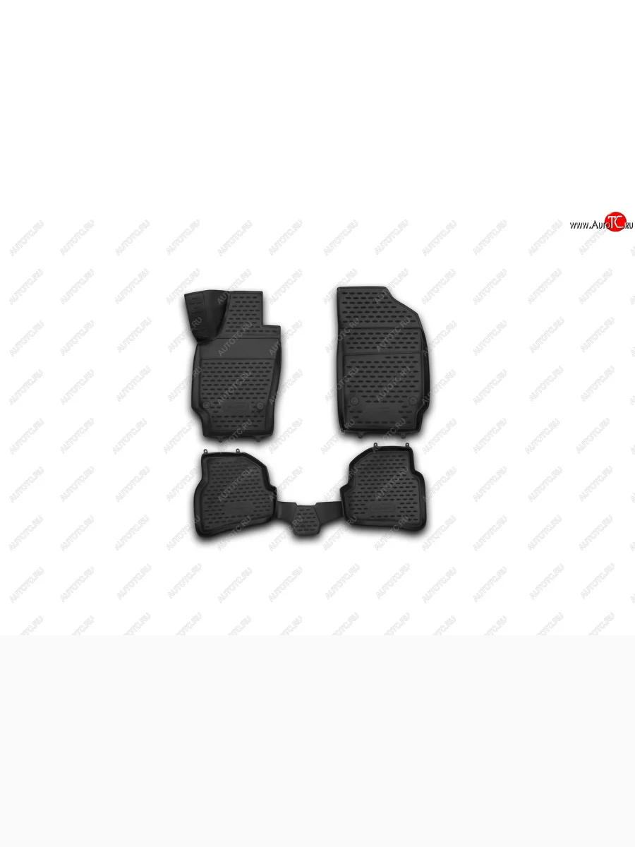 Комплект 3D ковриков салона Element (полиуретан) Volkswagen Polo Mk5 6R,6C,61 хэтчбек 5 дв. дорестайлинг (2009-2015) (Черные)  в Самаре Самарской области