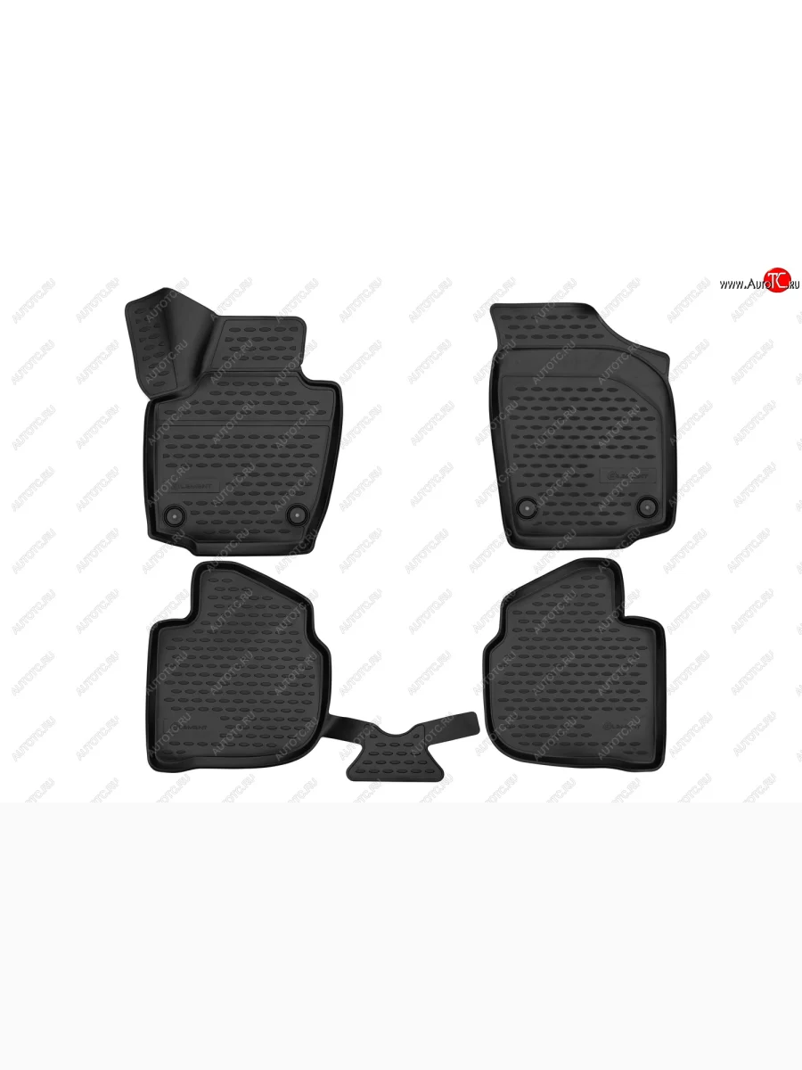 Комплект 3D ковриков салона Element (полиуретан) Volkswagen Polo Mk6 лифтбек (2020-2022) (Черные)  в Керчи Республика Крым