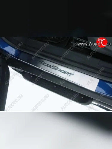 Накладки на внутренние пороги с рисунком Souz96 нержавеющая сталь Ford EcoSport дорестайлинг (2013-2019)