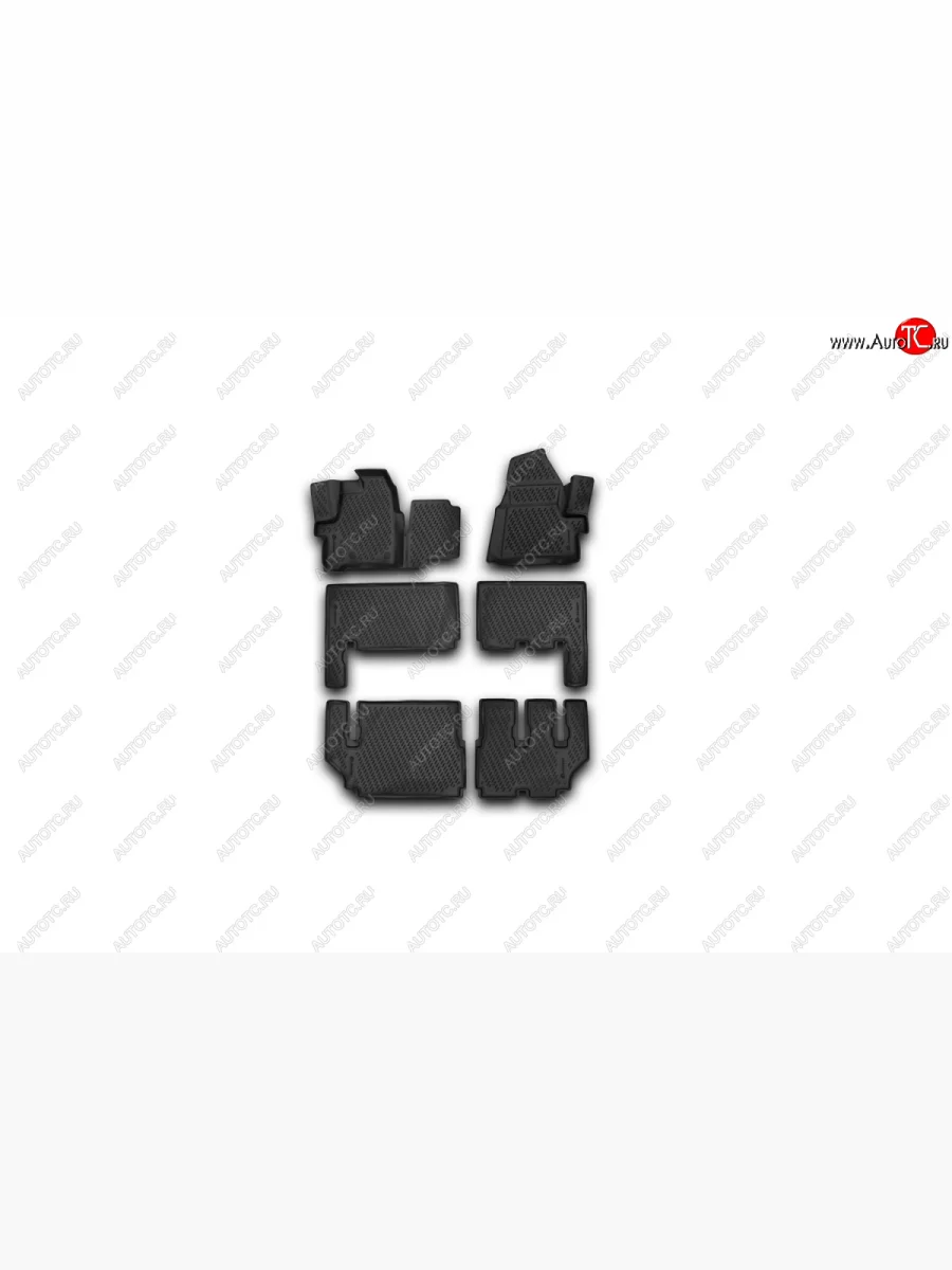 Комплект 3D ковриков салона Element (полиуретан) 9 мест, 6шт Ford Tourneo Custom дорестайлинг (2012-2018) (Черные)  с доставкой в г. Керчь