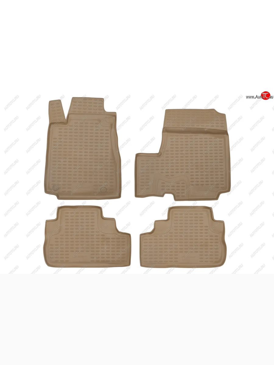 Комплект ковриков салона Element (полиуретан) Honda CR-V RE1,RE2,RE3,RE4,RE5,RE7 дорестайлинг (2007-2010) (Бежевые)  с доставкой в г. Пермь