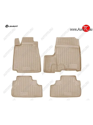 Комплект 3D ковриков салона Element (полиуретан) (с савбуфером) (Бежевые) Honda CR-V RE1,RE2,RE3,RE4,RE5,RE7 дорестайлинг (2007-2010)