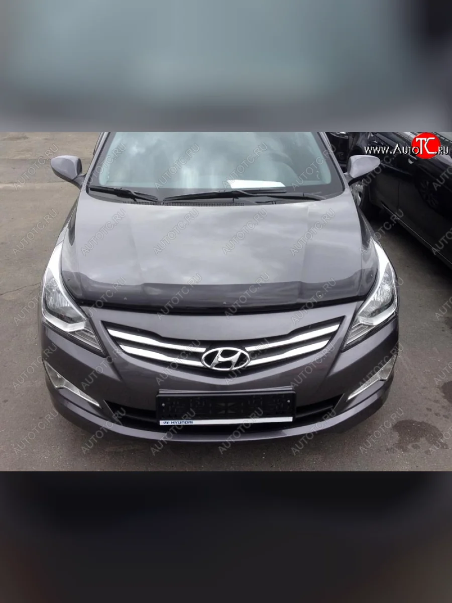 Дефлектор капота SIM Hyundai Solaris RBr хэтчбэк рестайлинг (2014-2017)  в Керчи Республика Крым