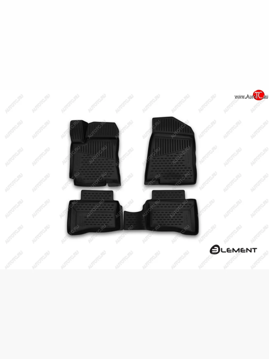 Комплект 3D ковриков салона Element (полиуретан)(для рынка Казахстана) KIA Rio 3 QB хэтчбек 5 дв. рестайлинг (2015-2017) (Черные)  с доставкой в г. Керчь