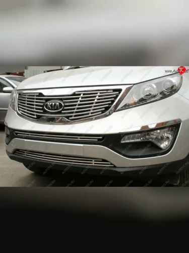 Декоративный элемент воздухозаборника Souz96 (Хром 10 мм) KIA Sportage  3 SL (2010-2016) дорестайлинг, рестайлинг