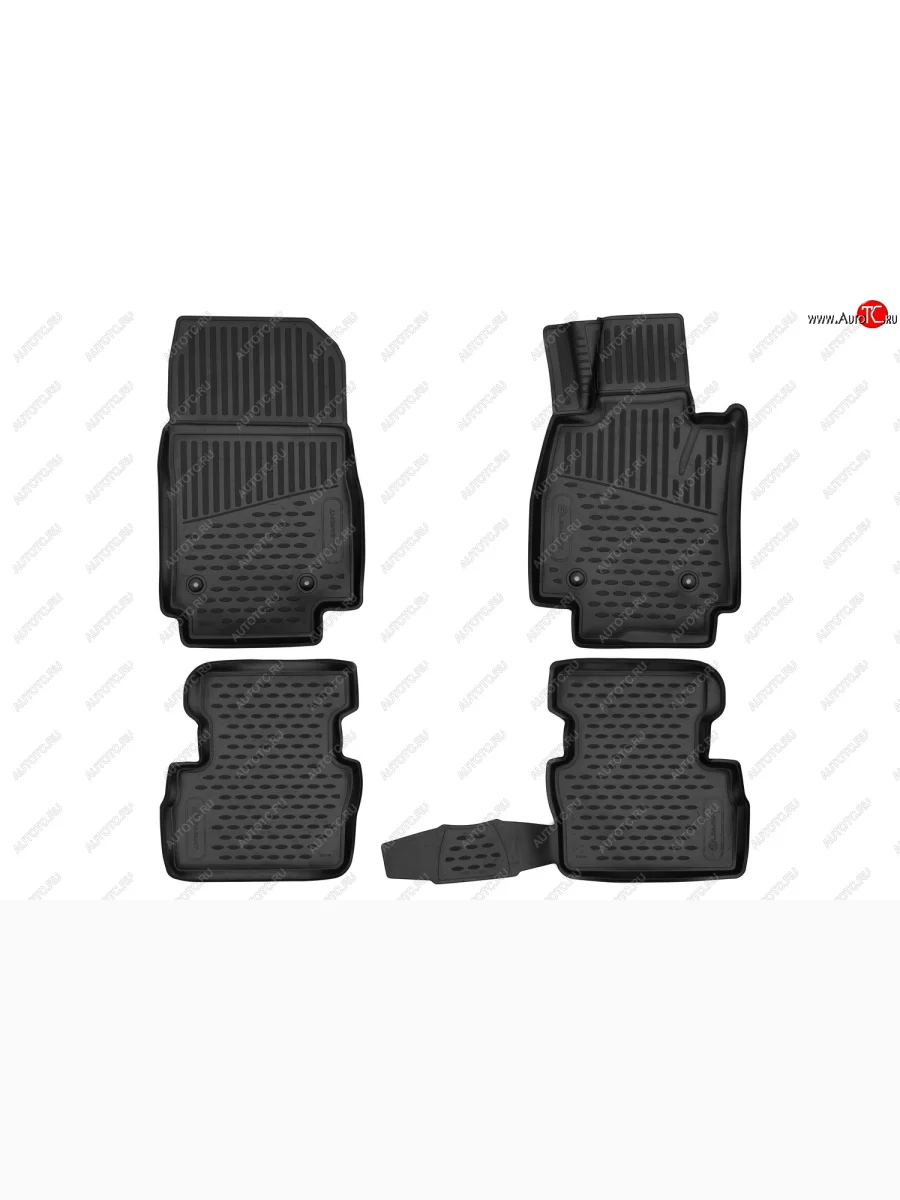 Комплект 3D ковриков салона Element (полиуретан) П.Р Mazda Demio 4 DJ (2014-2019) (Черные)  с доставкой в г. Керчь