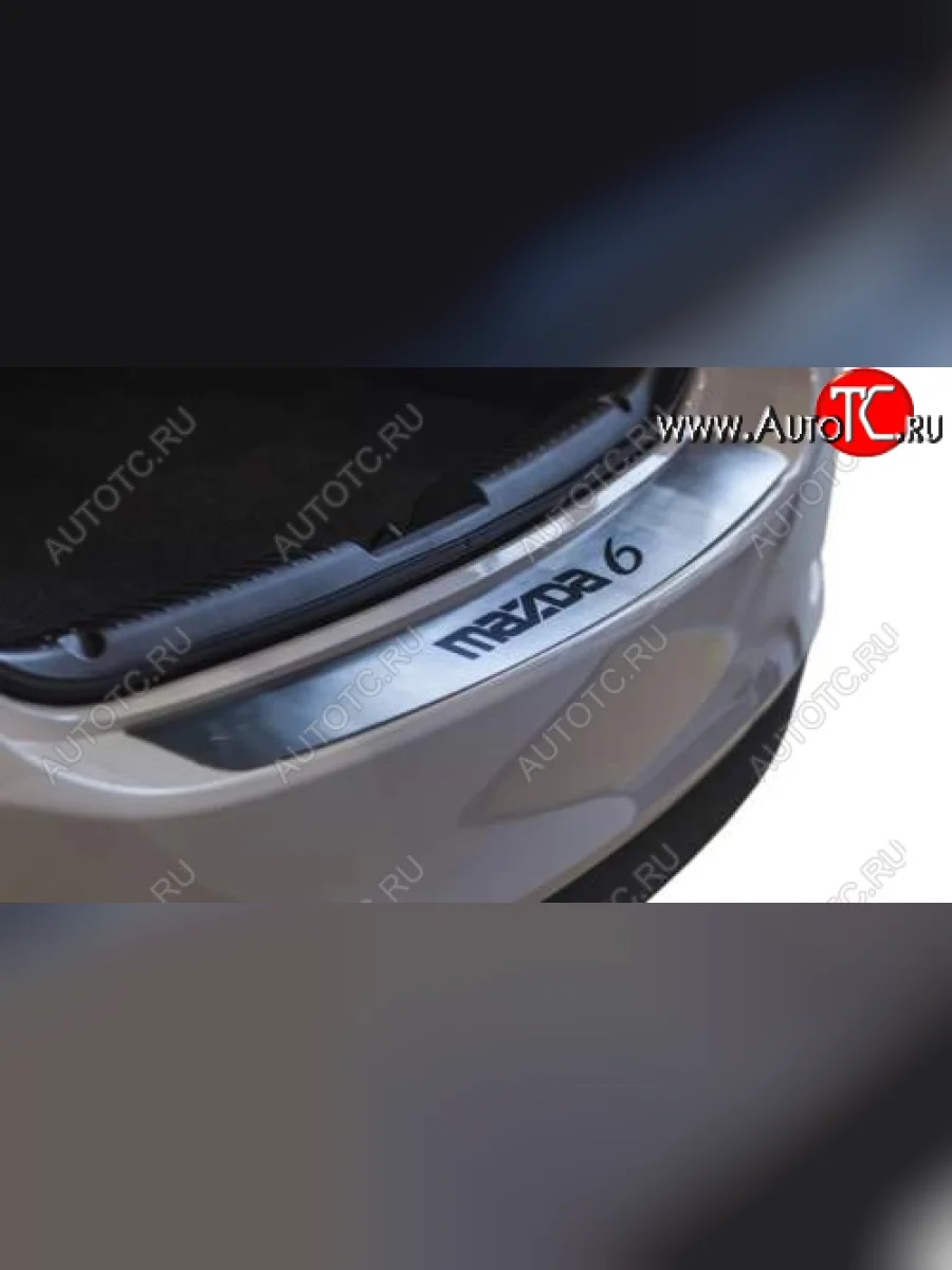 Накладка защитная на задний бампер с рисунком Souz96 нержавеющая сталь Mazda 6 GJ дорестайлинг седан (2012-2015)  с доставкой в г. Пермь