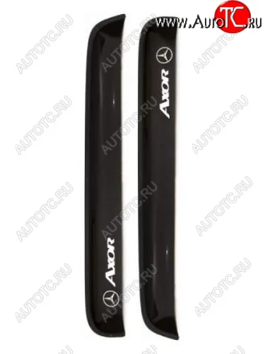 Дефлектор окон REIN (НАКЛАДНОЙ скотч 3М) прямой 2шт (дымчатый без логотипа) Mercedes-Benz Axor (2007-2012)