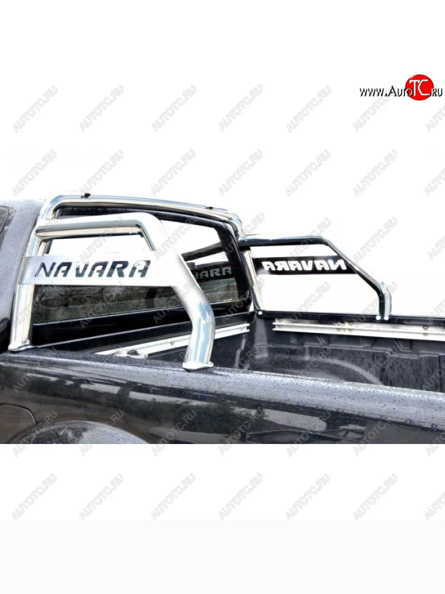 Защитная дуга багажника ТехноСфера (Техно Сфера) (d63.5 mm) Nissan Navara 2 D40 рестайлинг (2010-2016) (Нержавейка полированная)  с доставкой в г. Керчь