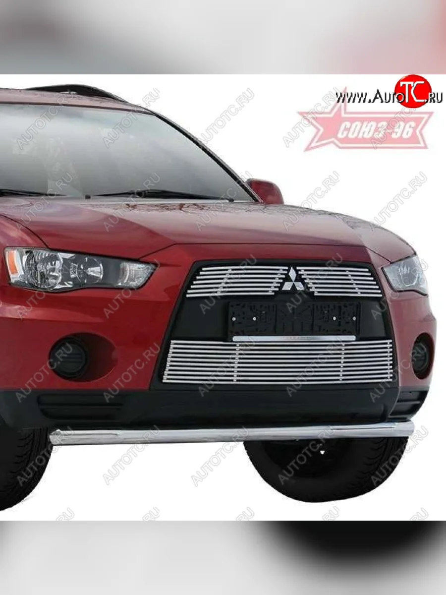 Декоративный элемент воздухозаборника Souz96 нержавеющая сталь  Mitsubishi Outlander (2010-2013) XL (Черные 10 мм)  с доставкой в г. Керчь