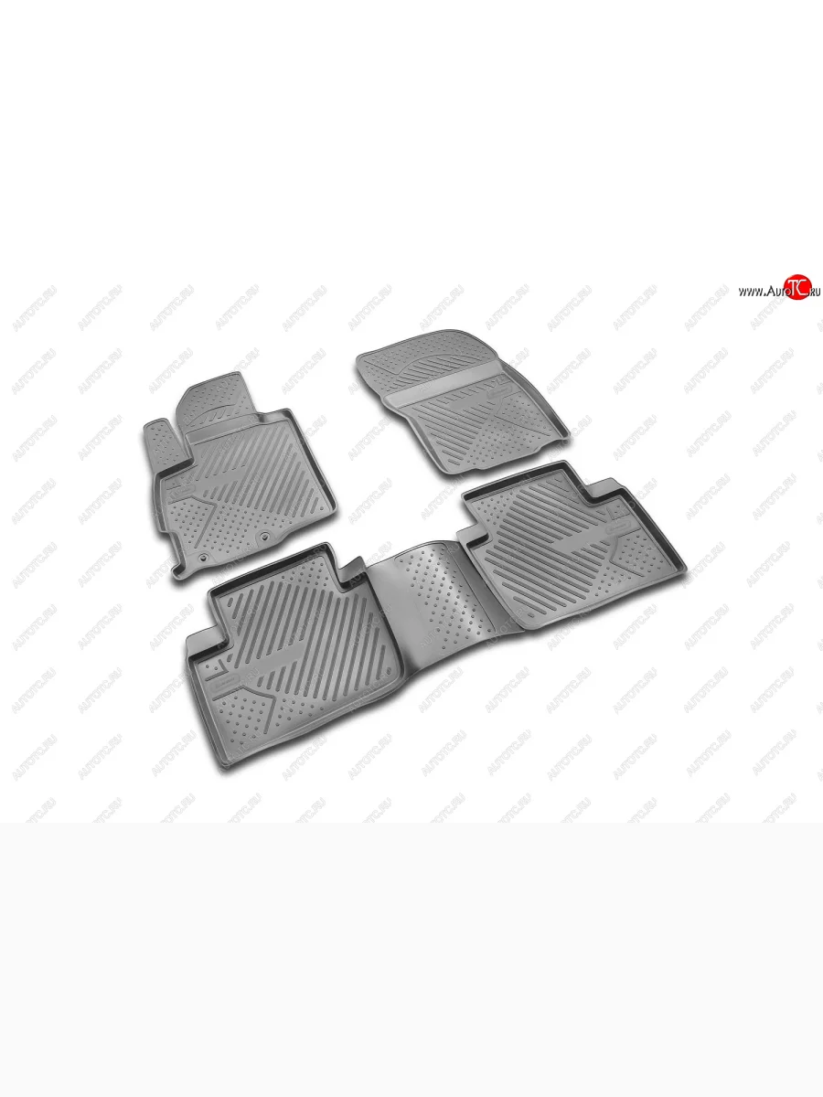 Комплект ковриков салона Element (полиуретан) Mitsubishi Outlander XL (CW)  дорестайлинг (2005-2009) (Серые)  в Керчи Республика Крым