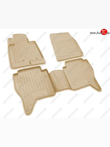 Комплект ковриков салона Element полиуретан (Бежевые) Mitsubishi Pajero 4 V80 дорестайлинг (2006-2011)