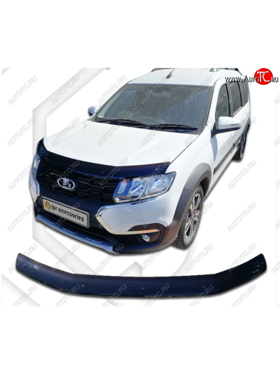 Дефлектор капота CA-Plastic Лада ВАЗ Ларгус рестайлинг R90 (2021-2025) (Classic черный, Без надписи)  с доставкой в г. Керчь