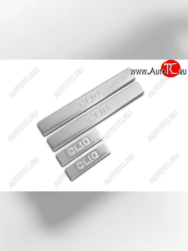 Накладки на внутренние пороги с рисунком (компл.2шт.) на металл Souz96 Renault Clio BR дорестайлинг, хэтчбэк 5 дв. (2005-2009)