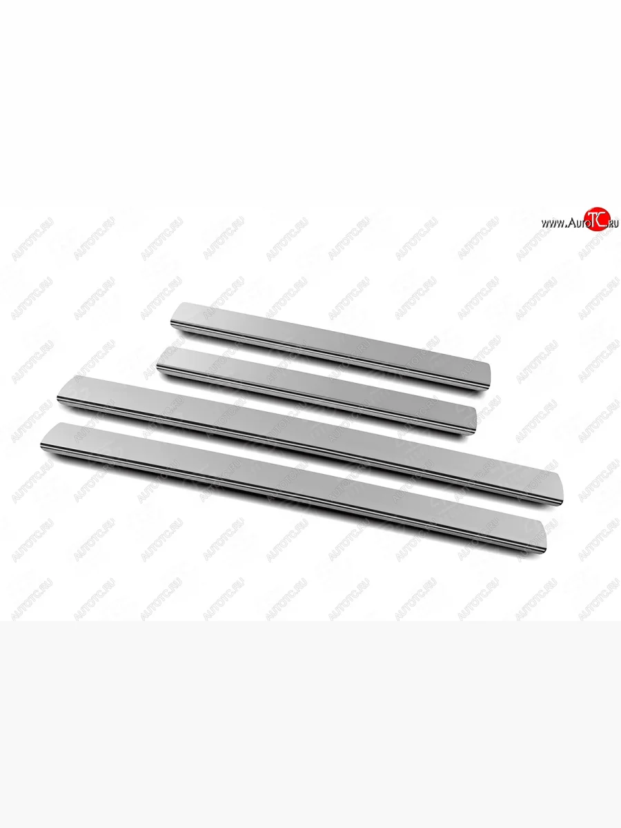 Накладки порожков салона Russtal Лада ВАЗ Калина 1119 хэтчбек (2004-2013) (Нержавейка полированная)  в Самаре Самарской области