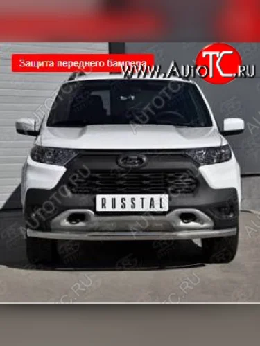 Защита переднего бампера (Ø63 мм, нержавейка) SLITKOFF Лада ВАЗ Нива Трэвел (2021-2025) (212300-80)