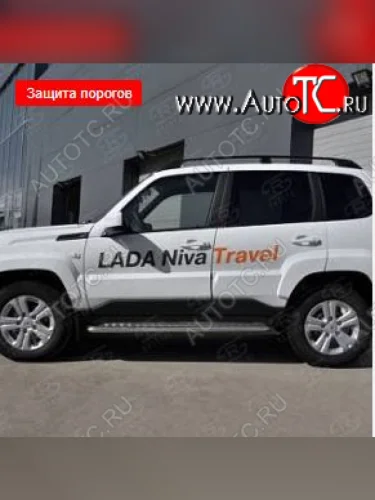 Пороги SLITKOFF d42 с листом (лист алюминий, труба сталь) Лада ВАЗ Нива Трэвел (2021-2025) (212300-80)