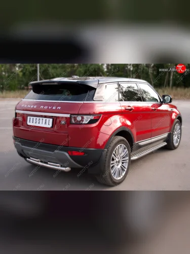 Пороги SLITKOFF d42 с листом (лист алюминий, труба нержавейка) Land Rover Range Rover Evoque 1 L538 рестайлинг 5 дв. (2015-2018)