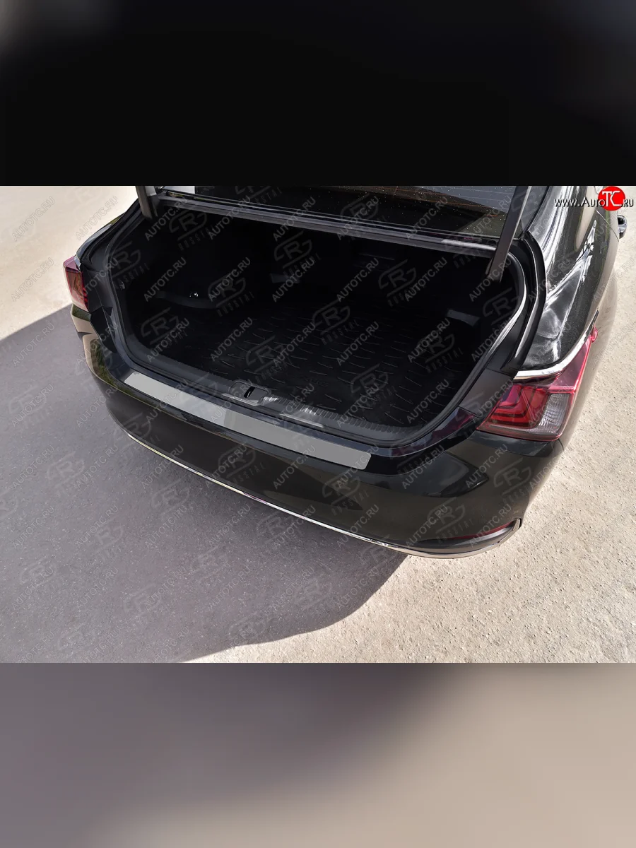 Защитная накладка заднего бампера Russtal Lexus ES350 XV70 дорестайлинг (2018-2021) (Нержавейка полированная)  в Керчи Республика Крым