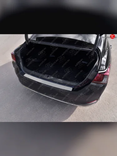 Защитная накладка заднего бампера Russtal (Нержавейка шлифованная) Lexus ES350 XV70 дорестайлинг (2018-2021)