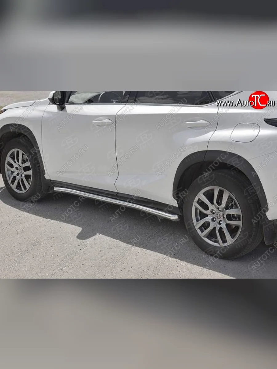 Защита порогов на SLITKOFF (труба d63) нержавейка Lexus NX300h Z10 дорестайлинг (2014-2017)  в Самаре Самарской области