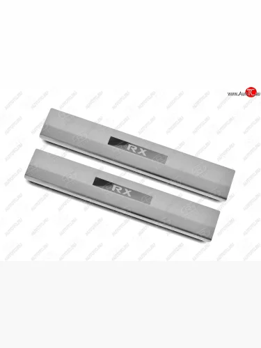 Накладки порожков салона Russtal (Нержавейка шлифованная с надписью) Lexus RX350 AL20 дорестайлинг (2015-2019)