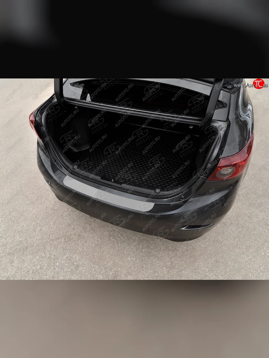 Защитная накладка заднего бампера Russtal Mazda 3/Axela BM дорестайлинг, хэтчбэк (2013-2016) (Нержавейка полированная)  с доставкой в г. Керчь