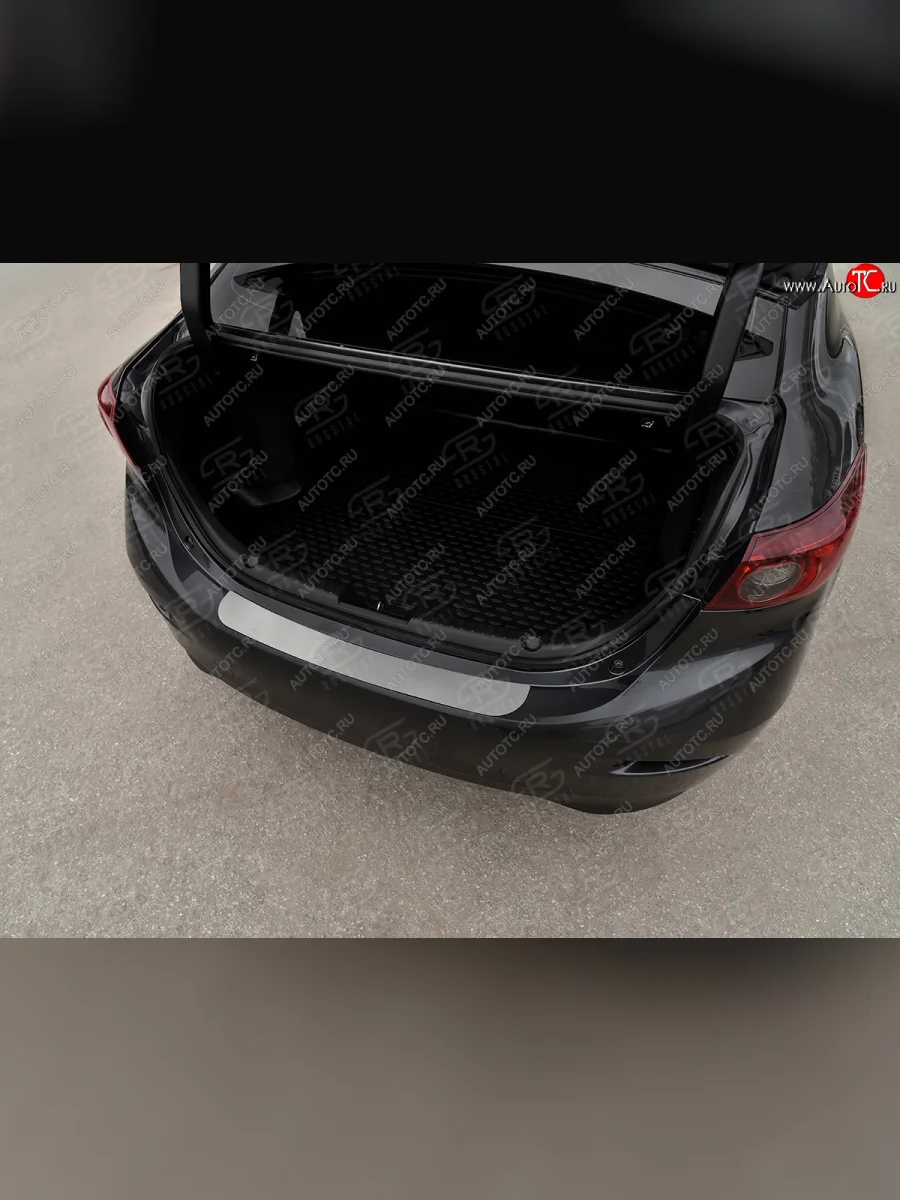 Защитная накладка заднего бампера Russtal Mazda 3/Axela BM дорестайлинг, хэтчбэк (2013-2016) (Нержавейка шлифованная)  с доставкой в г. Керчь