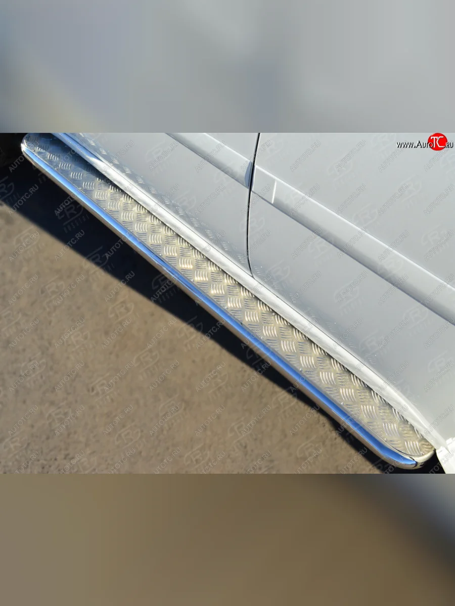 Пороги SLITKOFF d42 с листом  Mitsubishi Pajero Sport (2008-2013) PB (лист алюминий, труба нержавейка)  в Самаре Самарской области