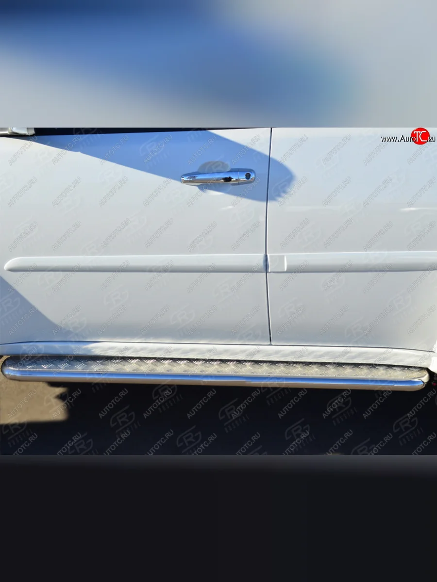 Пороги SLITKOFF d63 с листом Mitsubishi Pajero Sport PB дорестайлинг (2008-2013) (лист алюминий, труба нержавейка)  в Керчи Республика Крым